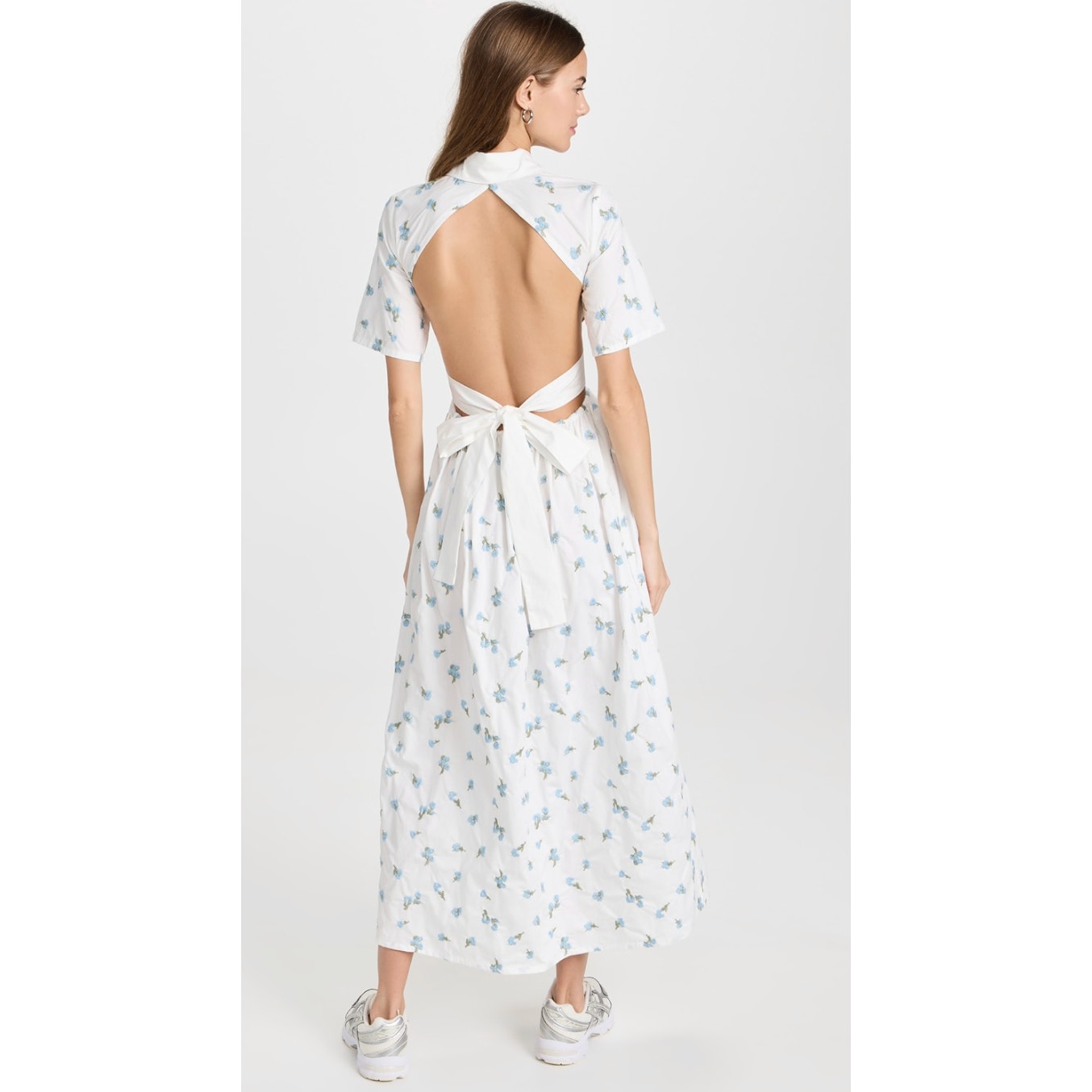 Sister Jane Lapis Shell Midi Shirtdress Rhinestone Buttons Open Back Nwt Small — image 2 of 8